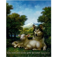 Lot of 5 (8 x 10) Art Print DC0101 Applejack Art Partners - ISAIAH 65:25 The wolf will reside with the lamb