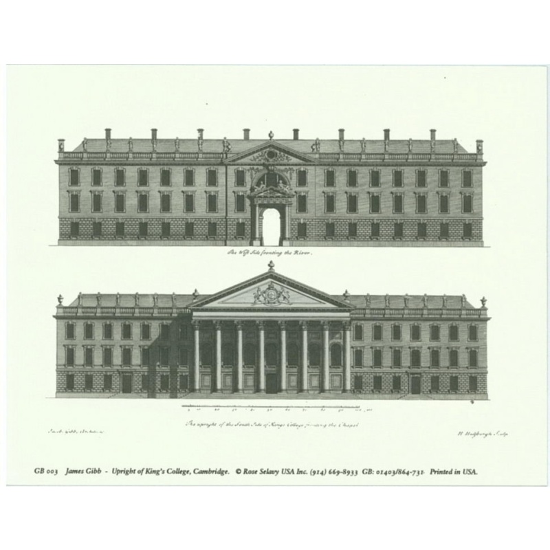 (5 x 6.5) Art Print GB003 James Gibb Upright of Kings College Cambridge