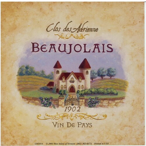 (6 x 6) Art Print LM1014A LOUISE MAX 1902 Beaujolais Clos Des Adrienne Vin De Pa
