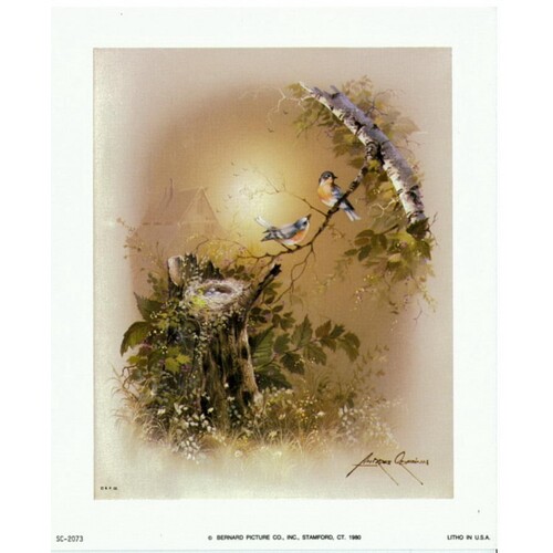 (5 x 6) Art Print SC2073 Andres Orpinas Birds on a branch with Nest