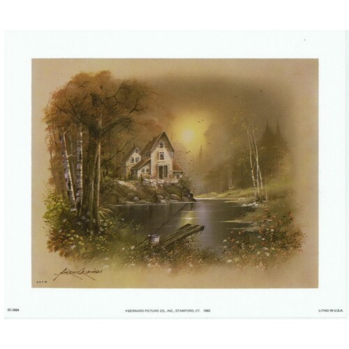 (5 x 6) Art Print SC2864 Andres Orpinas Little House on the Prairie by the Pond