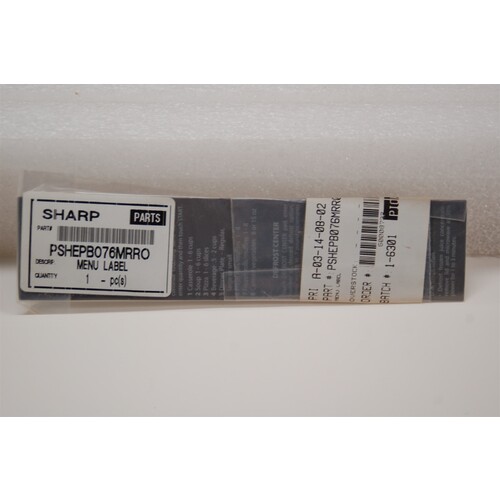SHARP PSHEPB076MRR0 MENU LABEL