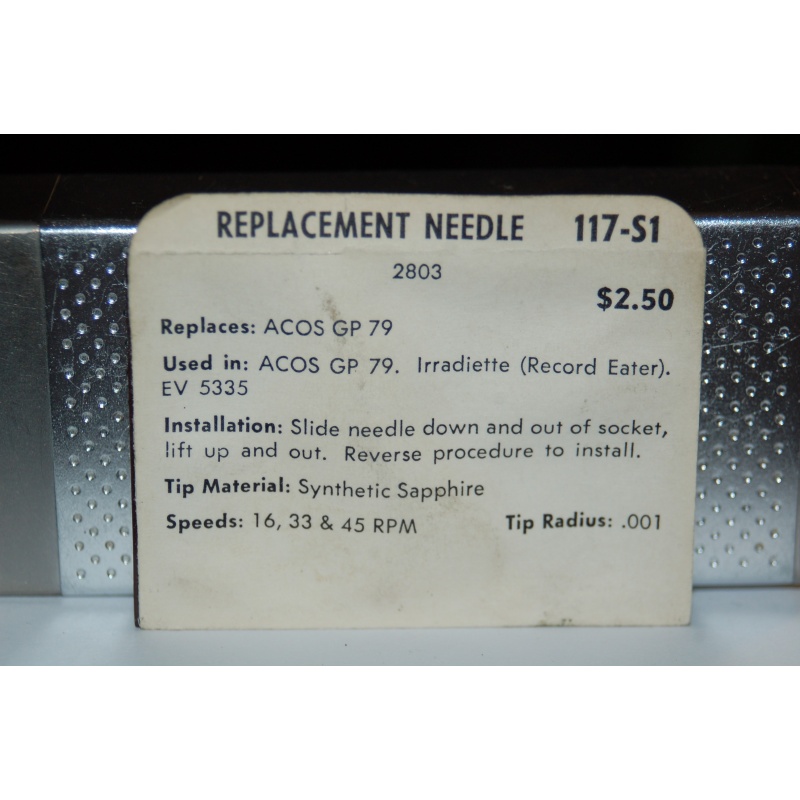 117-S1 Pfanstiehl Diamond Needles Stylus Cartridge  #18 Original Package
