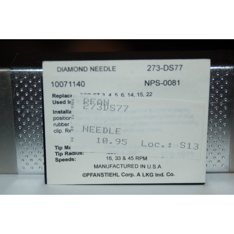 273-DS77 Pfanstiehl Diamond Needles Stylus Cartridge  #89 Original Package
