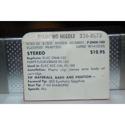 326-DS73 Pfanstiehl Diamond Needles Stylus Cartridge  #107 Original Package