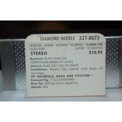 327-DS73 Pfanstiehl Diamond Needles Stylus Cartridge  #110 Original Package