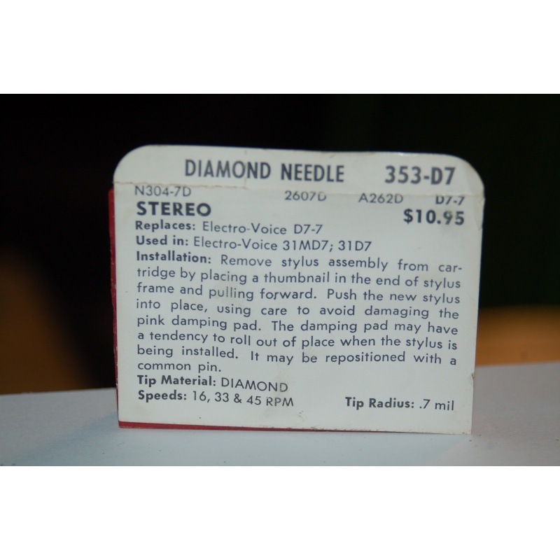 353-D7 Pfanstiehl Diamond Needles Stylus Cartridge  #118 Original Package