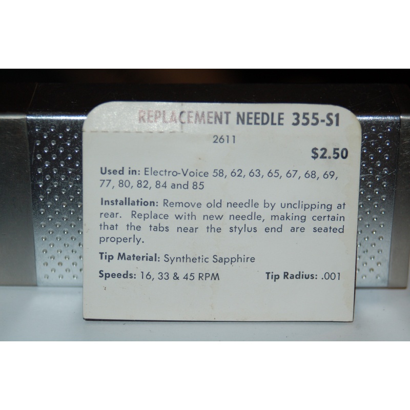355-S1 Pfanstiehl Diamond Needles Stylus Cartridge  #123 Original Package