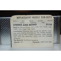 358-SS73 Pfanstiehl Diamond Needles Stylus Cartridge  #132 Original Package