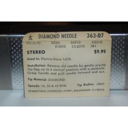 363-D7 Pfanstiehl Diamond Needles Stylus Cartridge  #142 Original Package