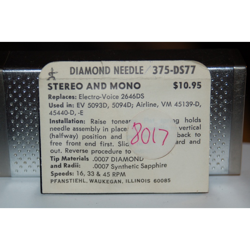 375-DS77 Pfanstiehl Diamond Needles Stylus Cartridge  #156 Original Package