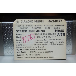 462-DS77 Pfanstiehl Diamond Needles Stylus Cartridge  #160 Original Package