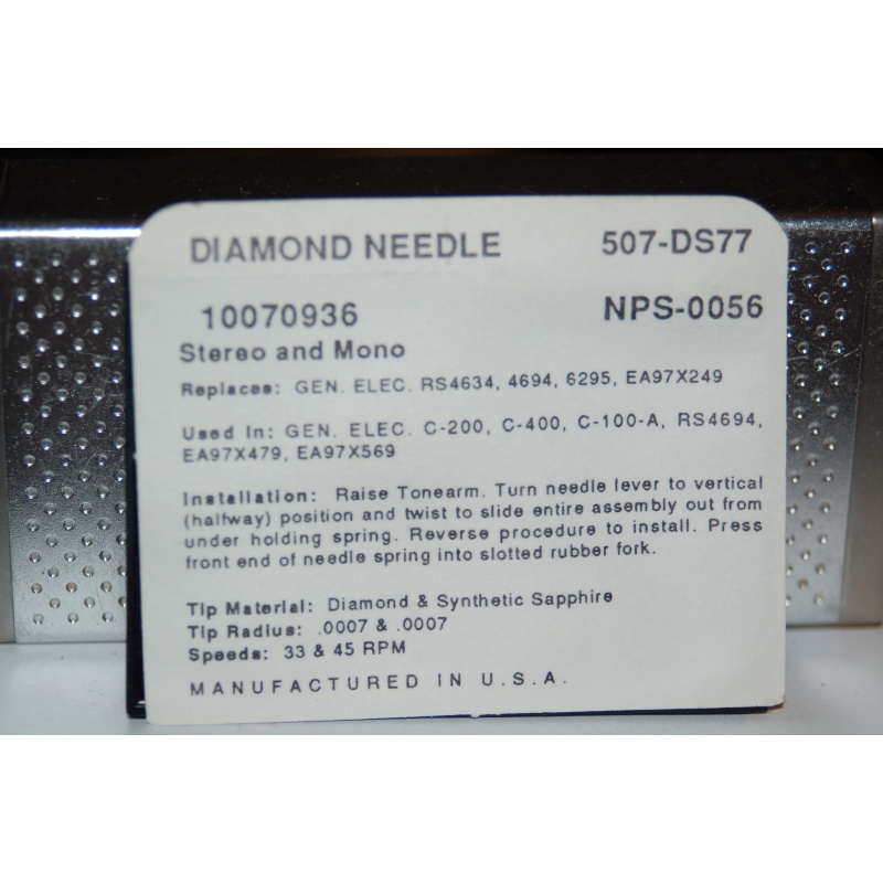 507-DS77 Pfanstiehl Diamond Needles Stylus Cartridge  #179 Original Package