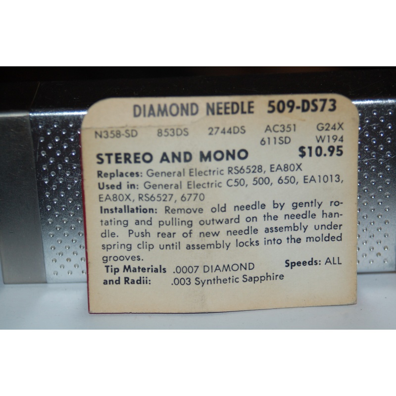 509-DS73 Pfanstiehl Diamond Needles Stylus Cartridge  #182 Original Package