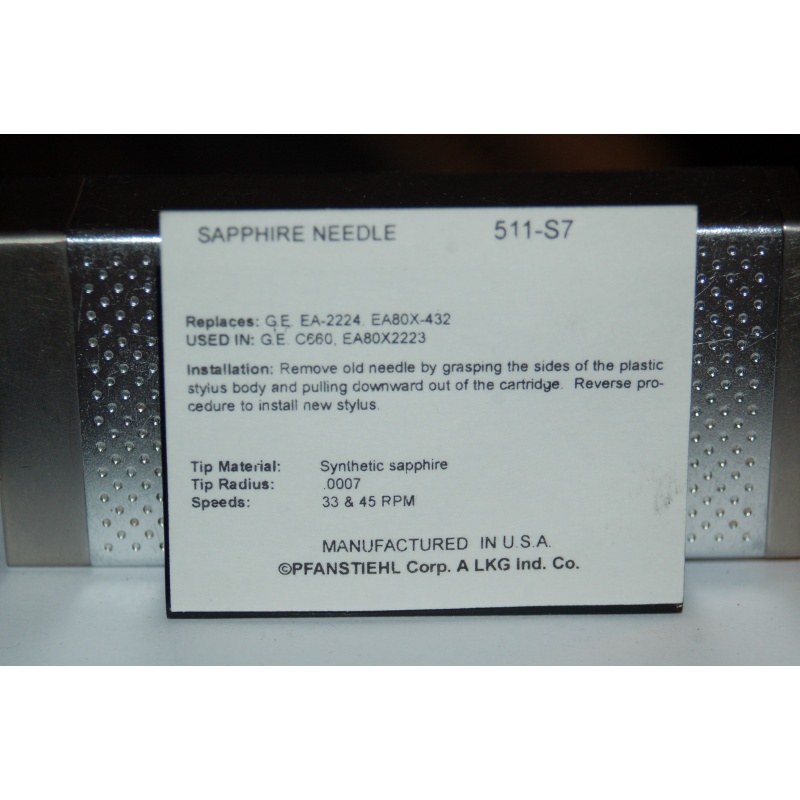 511-S7 Pfanstiehl Diamond Needles Stylus Cartridge  #191 Original Package