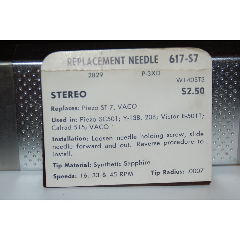 616-S7 Pfanstiehl Diamond Needles Stylus Cartridge  #234 Original Package