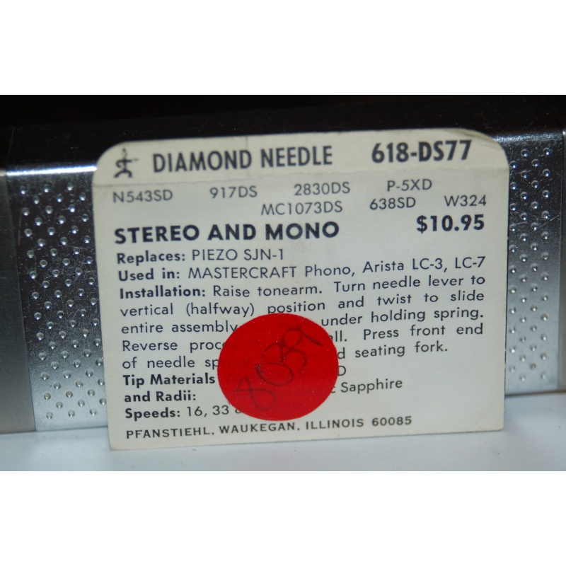 618-DS77 Pfanstiehl Diamond Needles Stylus Cartridge  #237 Original Package