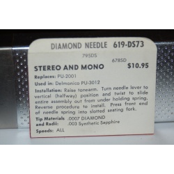 619-DS73 Pfanstiehl Diamond Needles Stylus Cartridge  #240 Original Package