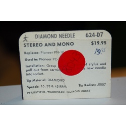 624-D7 Pfanstiehl Diamond Needles Stylus Cartridge  #252 Original Package