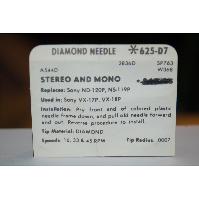 625-D7 Pfanstiehl Diamond Needles Stylus Cartridge  #255 Original Package