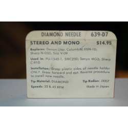 639-D7 Pfanstiehl Diamond Needles Stylus Cartridge  #277 Original Package