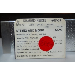649-D7 Pfanstiehl Diamond Needles Stylus Cartridge  #294 Original Package