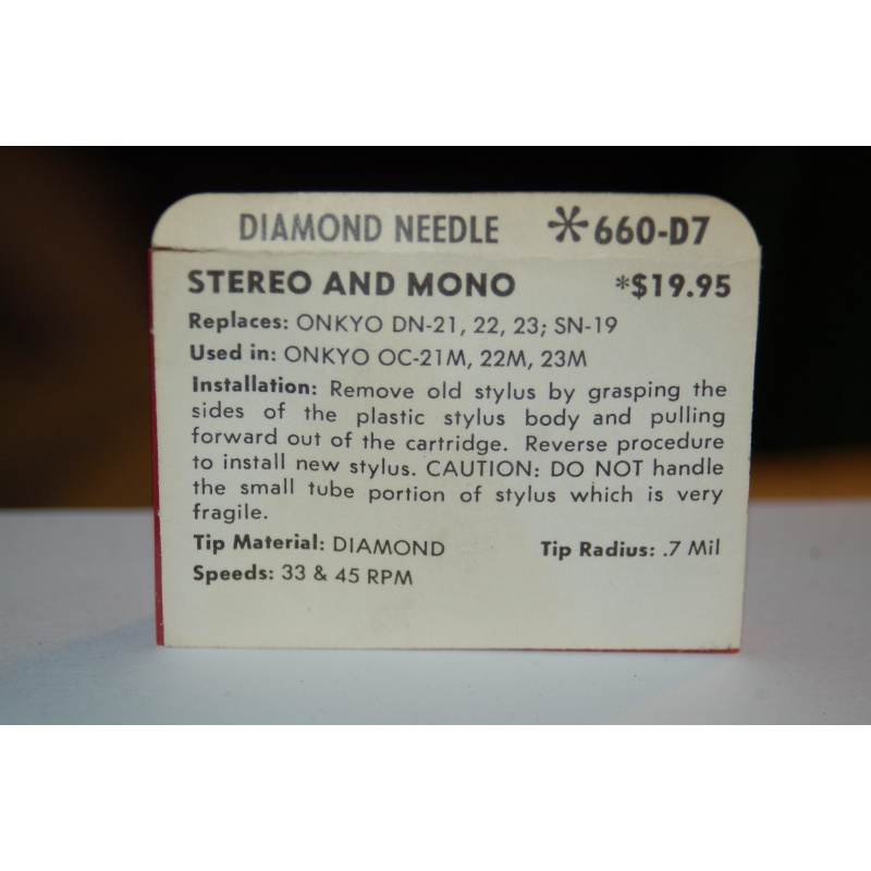 660-D7 Pfanstiehl Diamond Needles Stylus Cartridge  #308 Original Package