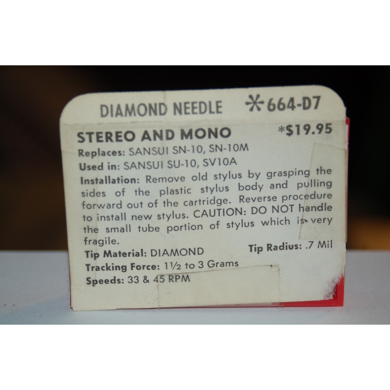 664-D7 Pfanstiehl Diamond Needles Stylus Cartridge  #316 Original Package