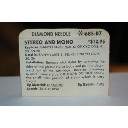685-D7 Pfanstiehl Diamond Needles Stylus Cartridge  #364 Original Package