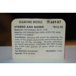 689-D7 Pfanstiehl Diamond Needles Stylus Cartridge  #370 Original Package