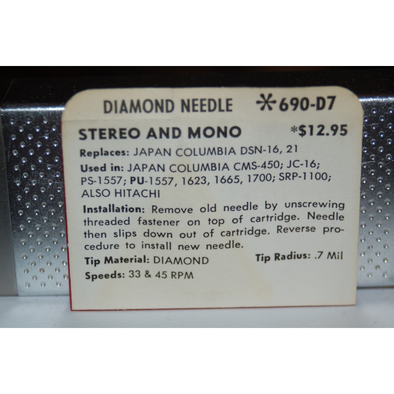 690-D7 Pfanstiehl Diamond Needles Stylus Cartridge  #371 Original Package