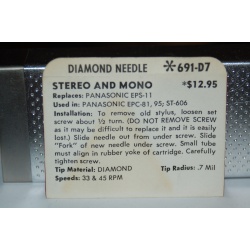 691-D7 Pfanstiehl Diamond Needles Stylus Cartridge  #372 Original Package