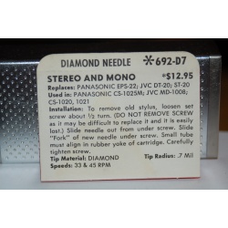 692-D7 Pfanstiehl Diamond Needles Stylus Cartridge  #373 Original Package