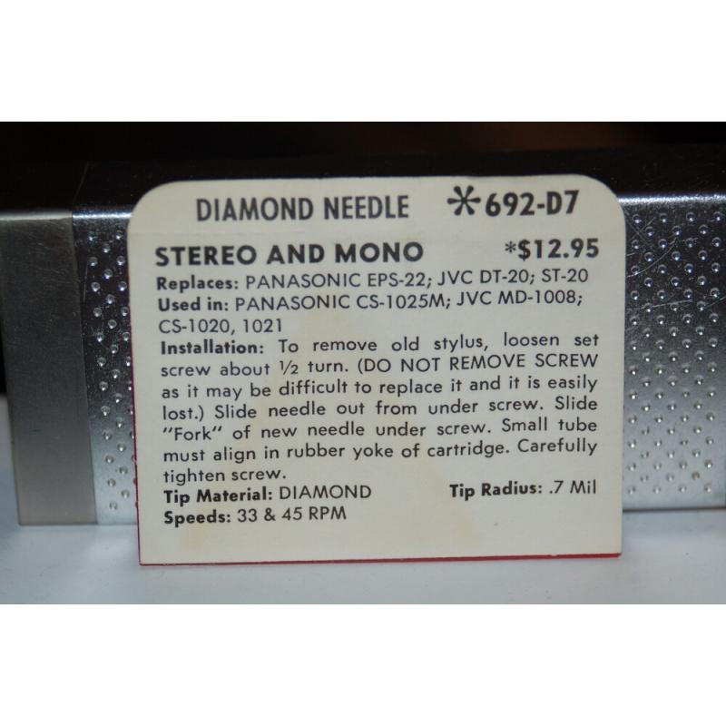 692-D7 Pfanstiehl Diamond Needles Stylus Cartridge  #374 Original Package