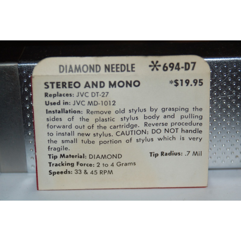 694-D7 Pfanstiehl Diamond Needles Stylus Cartridge  #376 Original Package