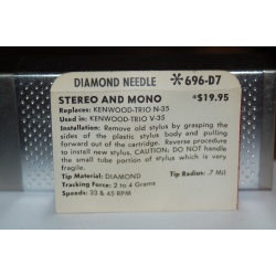 696-D7 Pfanstiehl Diamond Needles Stylus Cartridge  #378 Original Package
