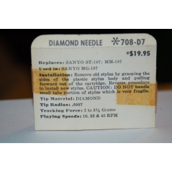 708-D7 Pfanstiehl Diamond Needles Stylus Cartridge  #410 Original Package