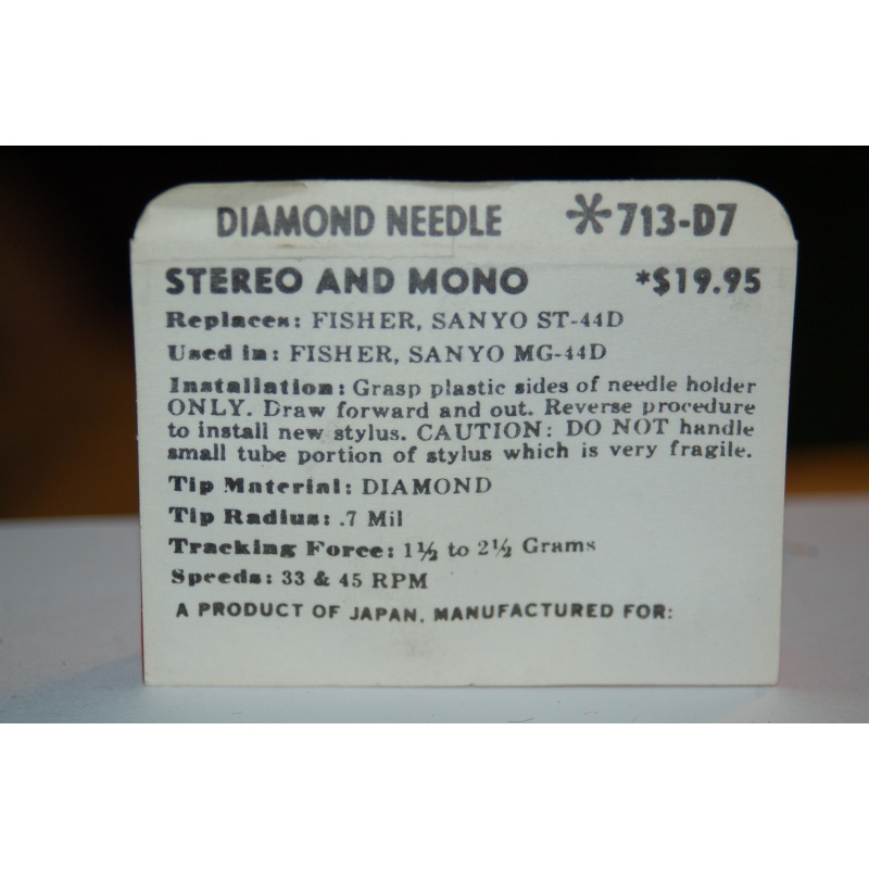 713-D7 Pfanstiehl Diamond Needles Stylus Cartridge  #417 Original Package