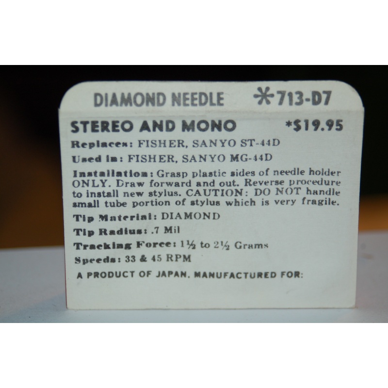 713-D7 Pfanstiehl Diamond Needles Stylus Cartridge  #418 Original Package