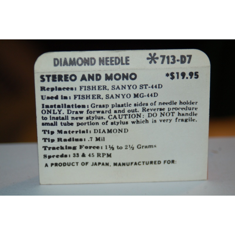 713-D7 Pfanstiehl Diamond Needles Stylus Cartridge  #419 Original Package