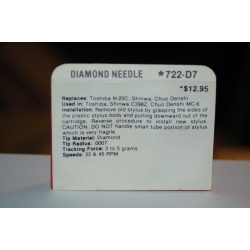 722-D7 Pfanstiehl Diamond Needles Stylus Cartridge  #440 Original Package