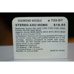 733-D7 Pfanstiehl Diamond Needles Stylus Cartridge  #466 Original Package