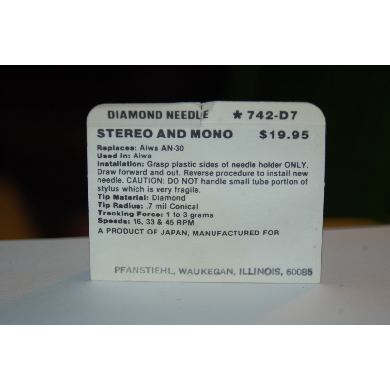 742-D7 Pfanstiehl Diamond Needles Stylus Cartridge  #480 Original Package