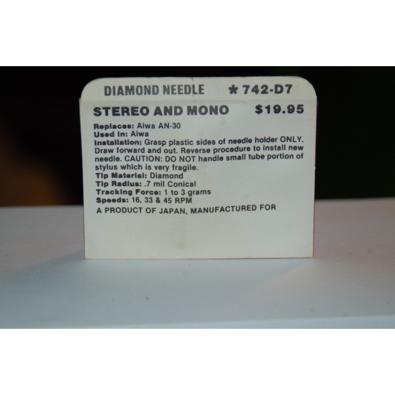 742-D7 Pfanstiehl Diamond Needles Stylus Cartridge  #481 Original Package