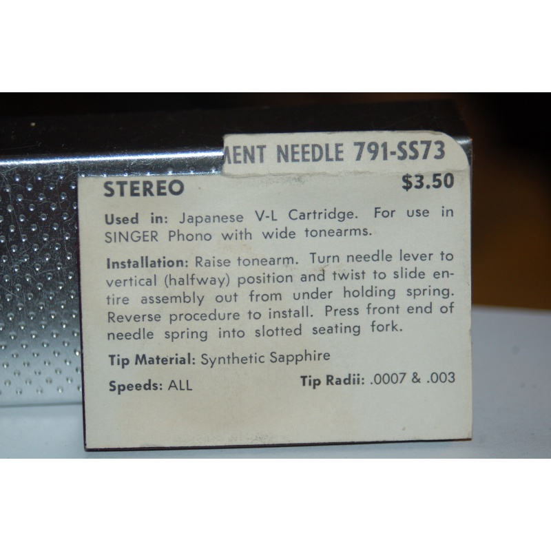 791-SS73 Pfanstiehl Diamond Needles Stylus Cartridge  #500 Original Package