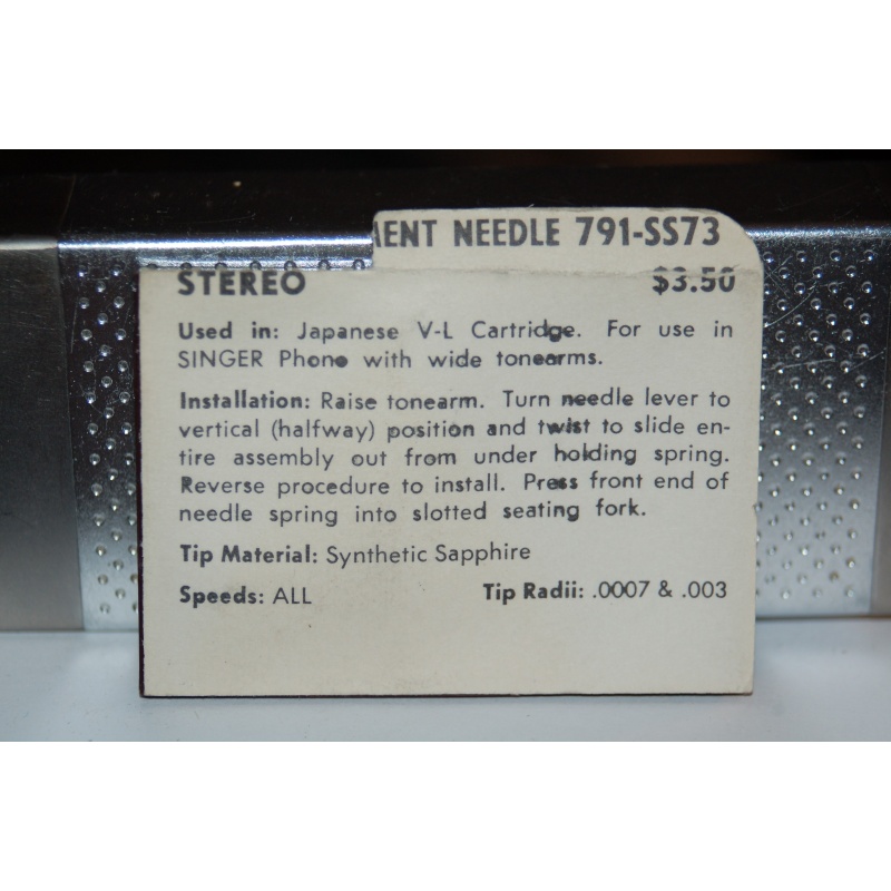 791-SS73 Pfanstiehl Diamond Needles Stylus Cartridge  #501 Original Package
