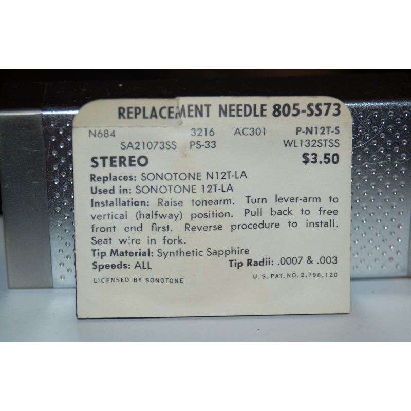 805-SS73 Pfanstiehl Diamond Needles Stylus Cartridge  #522 Original Package