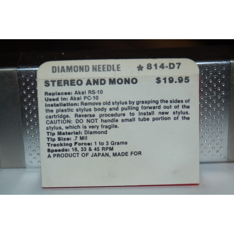 814-D7 Pfanstiehl Diamond Needles Stylus Cartridge  #542 Original Package
