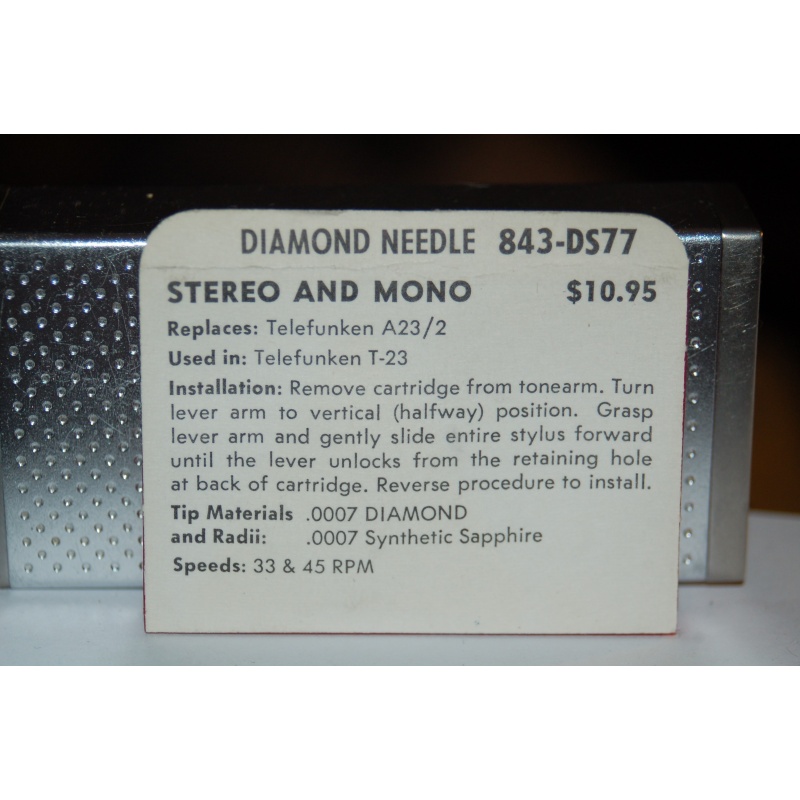 843-DS77 Pfanstiehl Diamond Needles Stylus Cartridge  #561 Original Package