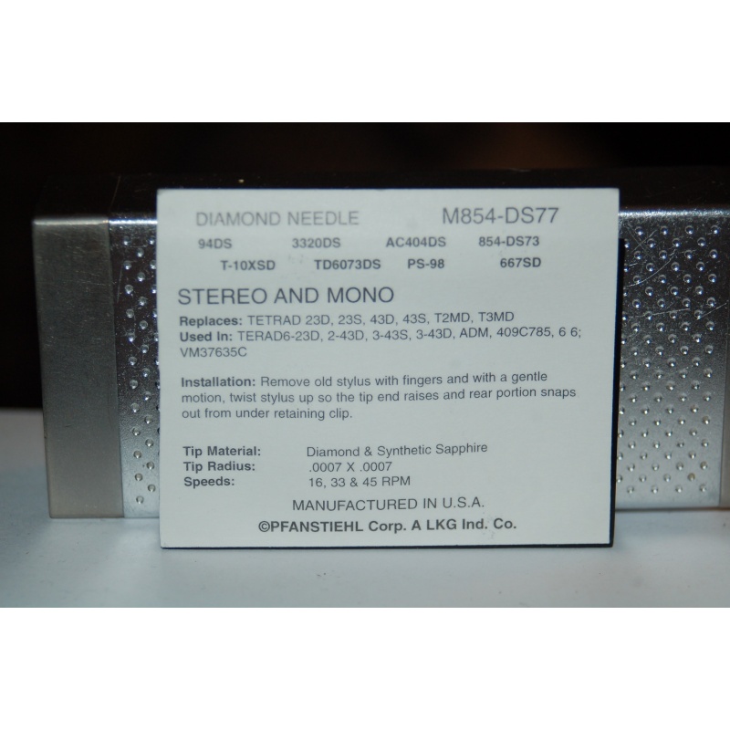 M854-DS77 Pfanstiehl Diamond Needles Stylus Cartridge  #576 Original Package